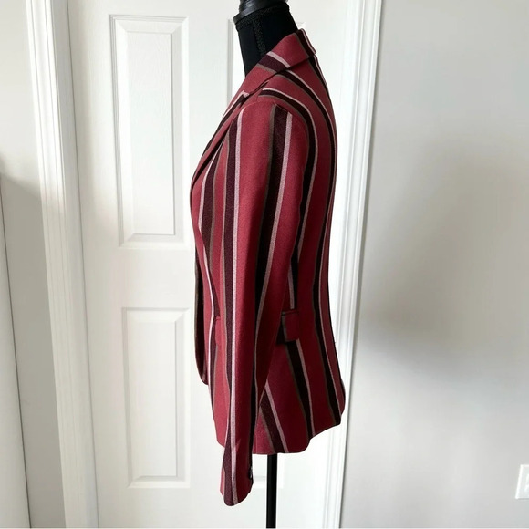 Mural Red Burgundy Stripe Button Blazer - Picture 3 of 16